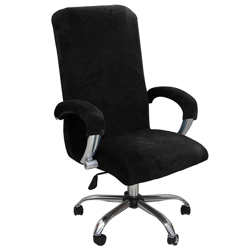 Elastic Velvet Chair Cover Set with Armrest Protectors for Office & Cafe Chairs