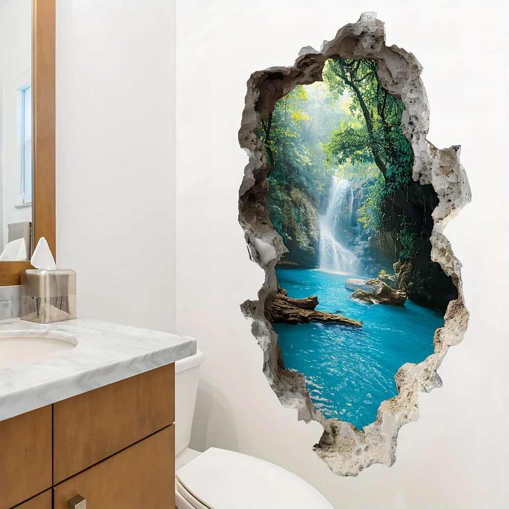 Waterfall Scenic Wall Stickers for Bedroom Decor - Landscape Wall Art