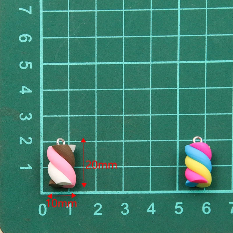 10Pcs 10x20mm Colored Cotton Candy Earring Charms Jewelry Findings Kit