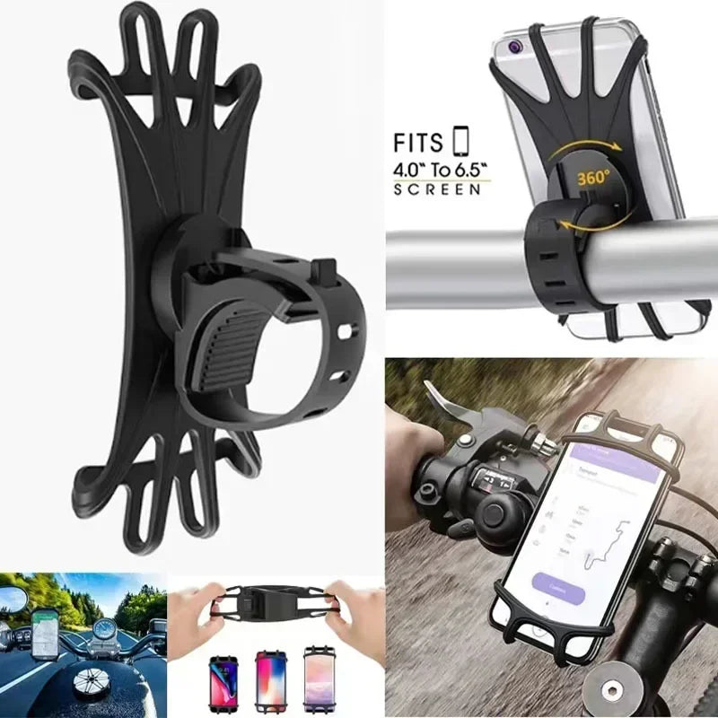 360 Rotatable Bicycle Motorcycle Phone Holder Silicone Support Mount for All Phones