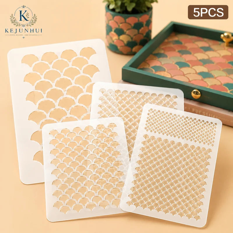 Fish Scale Stencil Set for Painting - Reusable Mermaid Ocean Pattern Templates