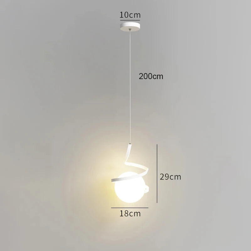 Modern LED Pendant Light Fixture for Indoor Home Lighting, Glass Hanging Lamp for Dining Kitchen Bedroom