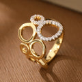 Multi-Ring Hollow Synthetic Gemstone Copper Jewelry Ring for Women - Elegant Accessory