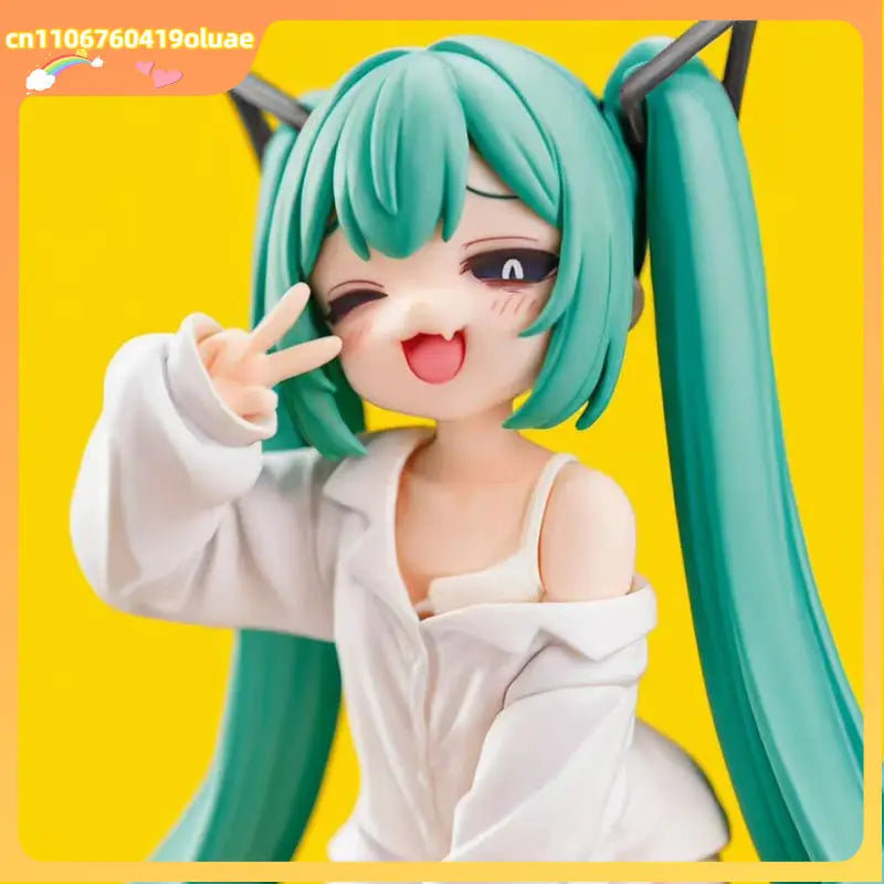 Hatsune Miku Anime Girl Collectible Figure White Pajama Desktop Statue for Adult Collectors