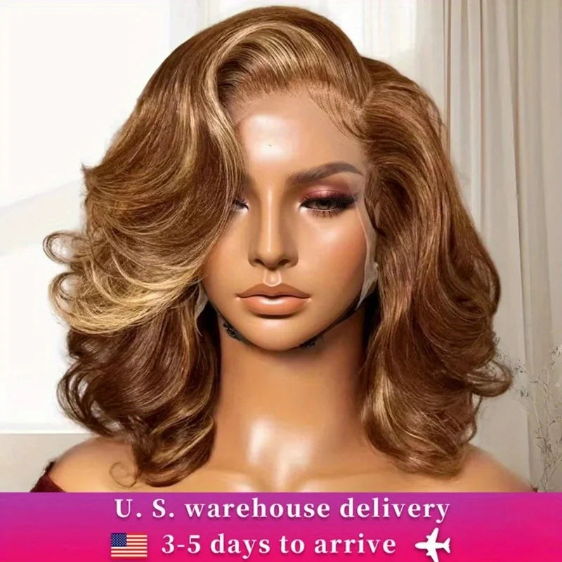Ombre Lace Front Human Hair Wig 4/27 Body Wave 13x4 Glueless Pre-Plucked Highlight