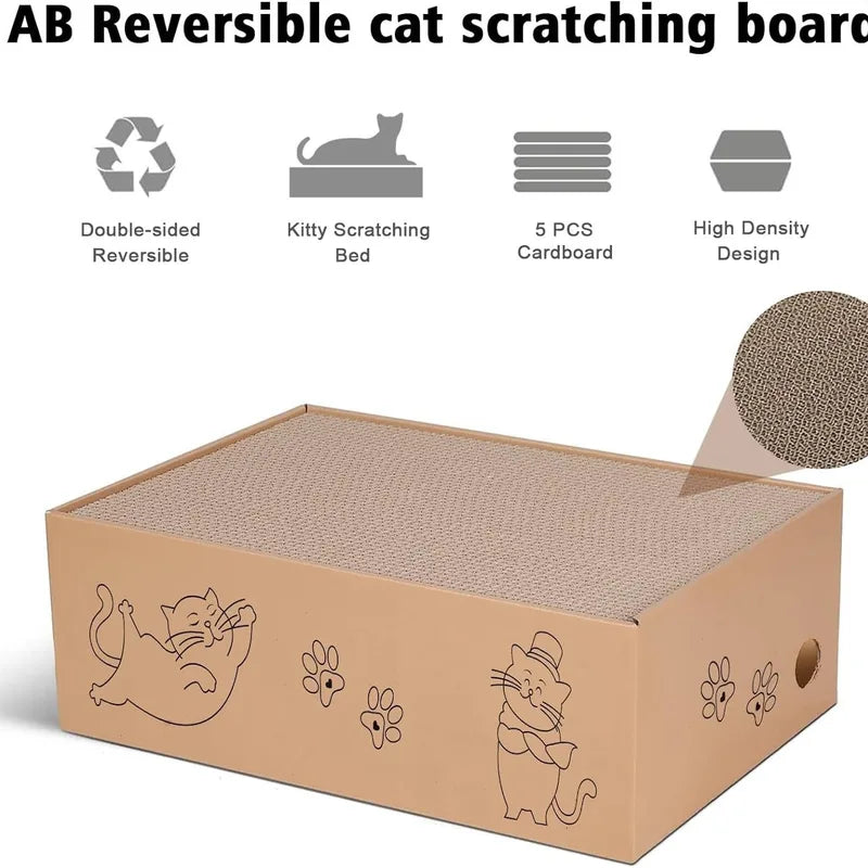 Corrugated Cardboard Cat Scratch Board - Double-Sided, Wear-Resistant, Non-Shedding, Universal Fit, 5 Pack