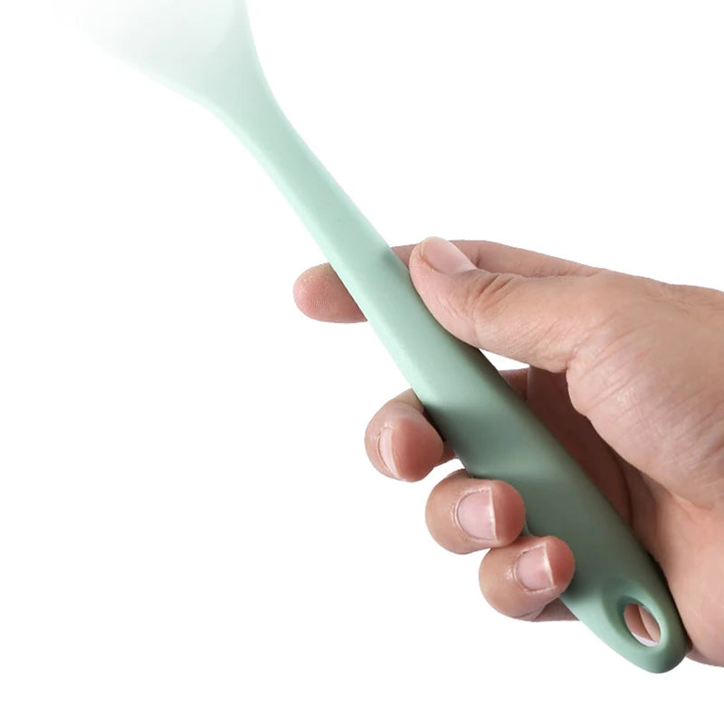 Silicone Flat Head Salad Spoon & Spatula Kitchen Utensil - All Colors