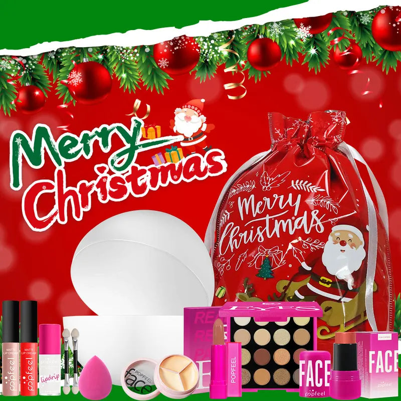 Christmas Surprise Makeup Gift Set - 9-Piece Cosmetic Collection with Eyeshadows and Lipsticks