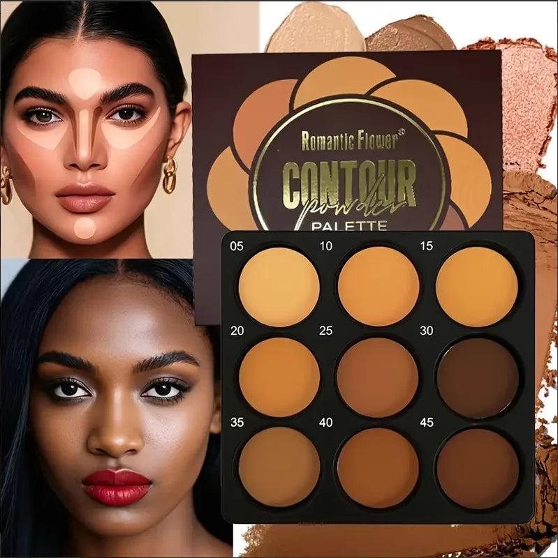Waterproof Contour Concealer Palette - 9 Colors for Medium to Deep Skin