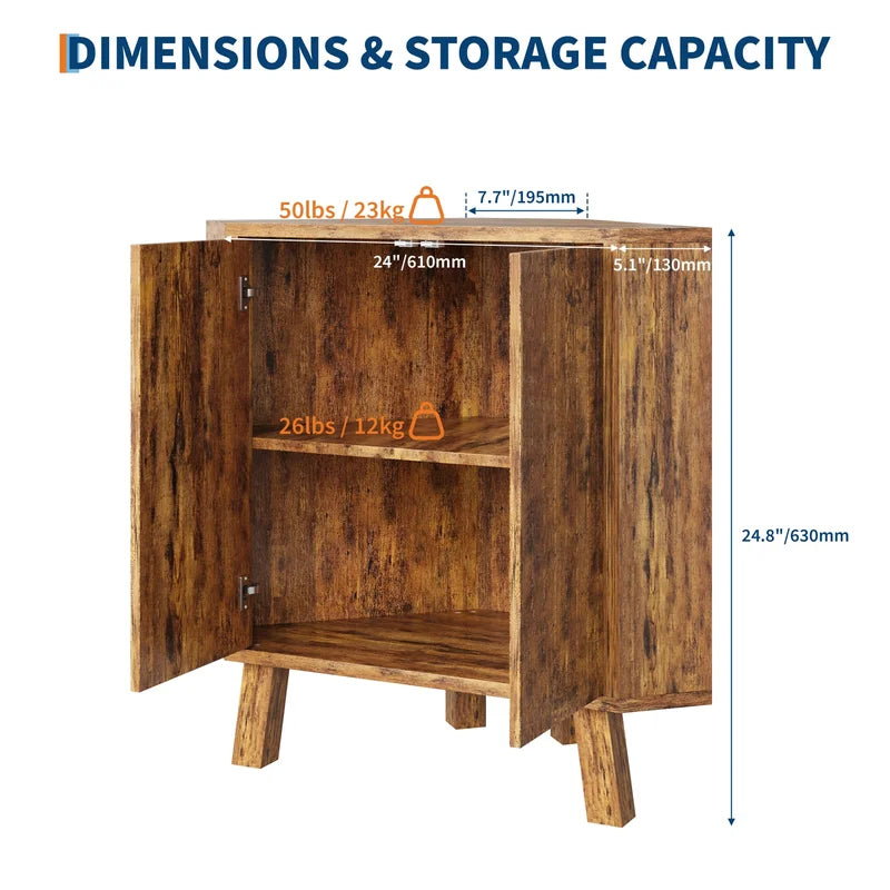 Farmhouse Corner Storage Cabinet with Adjustable Shelf - Industrial Wooden Corner Table