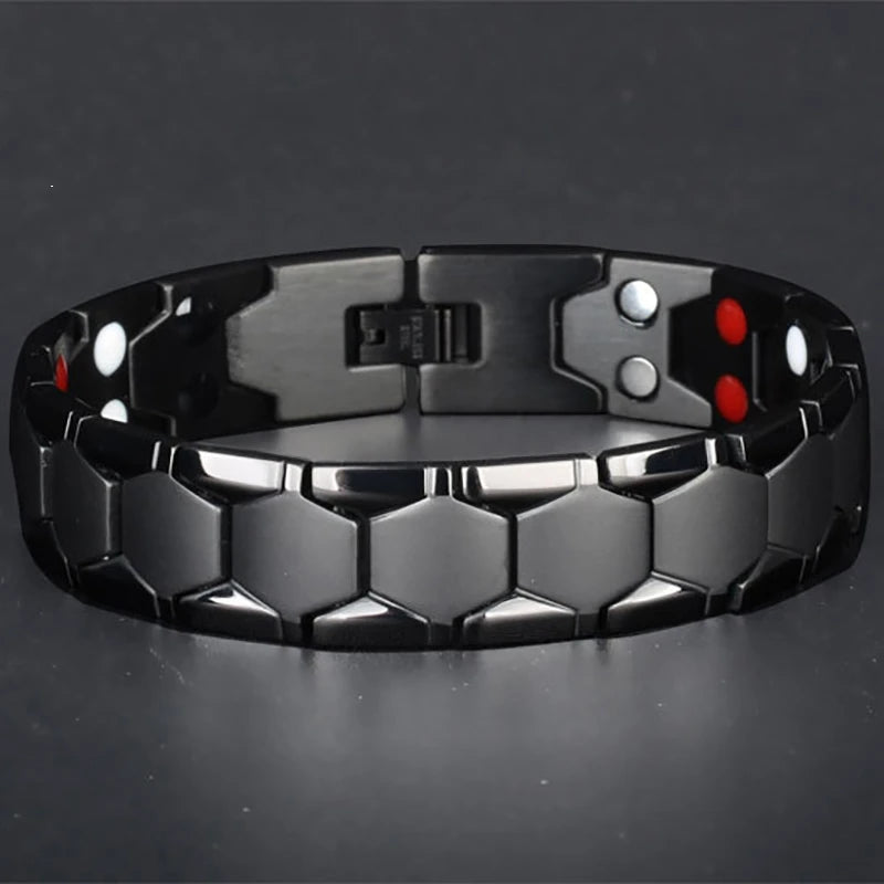 Men's Magnetic Hematite Beaded Therapy Bracelet - Anti-Fatigue & Healing Jewelry