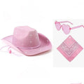 Pink Cowboy Hat Set for Bachelorette Party Western Party Decorations 3pcs
