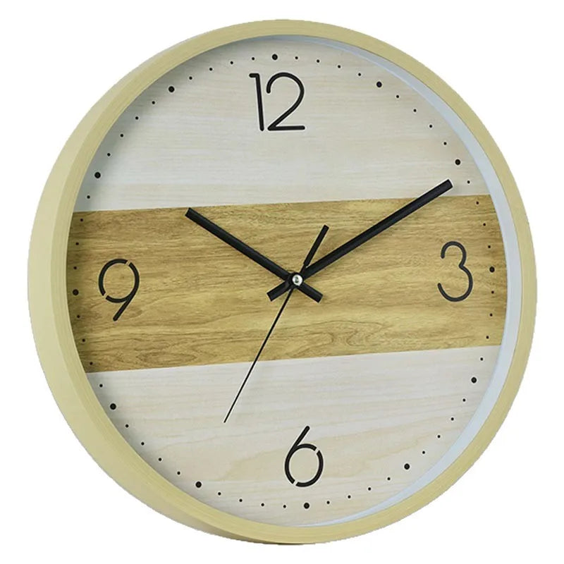 12-Inch Japanese Style Wooden Wall Clock - Silent Quartz Minimalist Home Decor