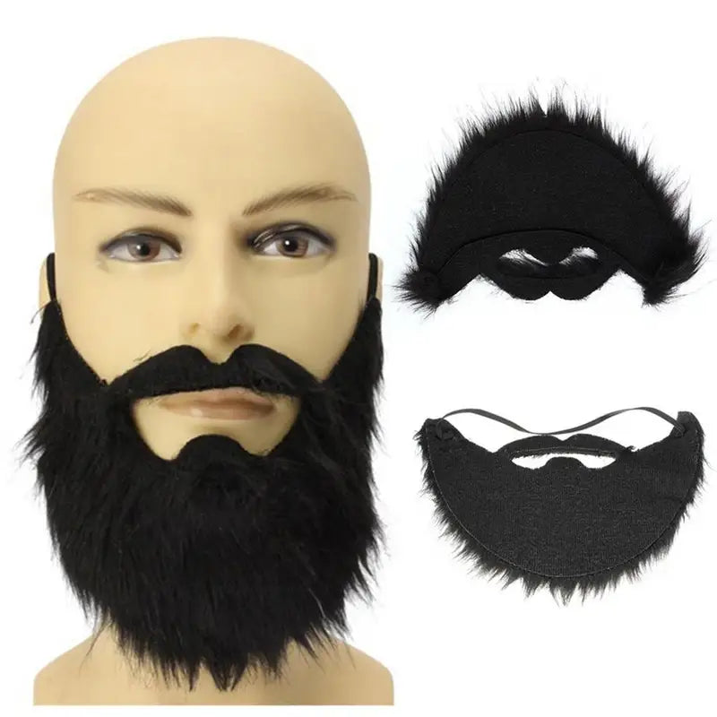 Funny Fake Beard Prop - Artificial Black Long Fluff Costume Accessory