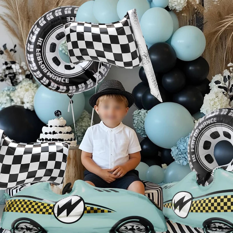 Race Car Party Decorations Balloon Kit - Traffic Light Checkered Tire Kids Birthday Supplies