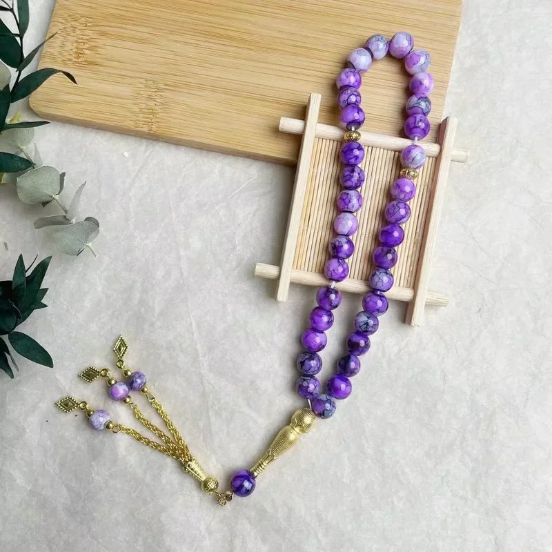 Glass Tassel Prayer Beads Bracelet 10mm Islamic Rosary Jewelry for Women