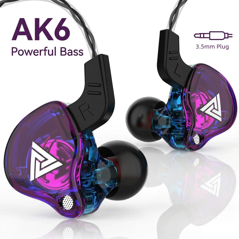 AK6 Gaming Earbuds with Mic in-Ear Headphones Stereo Bass Noise Canceling Sport Earphones