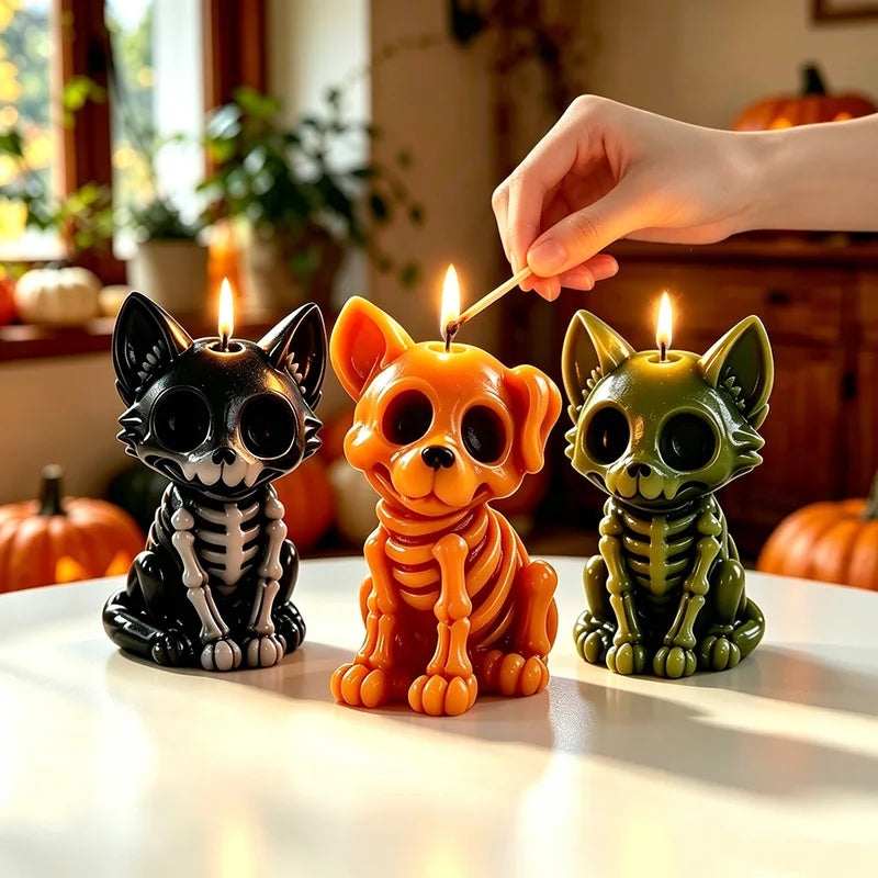 3D Halloween Dog Skeleton Candle Mold DIY Candle Soap Resin Plaster Home Decoration Gift