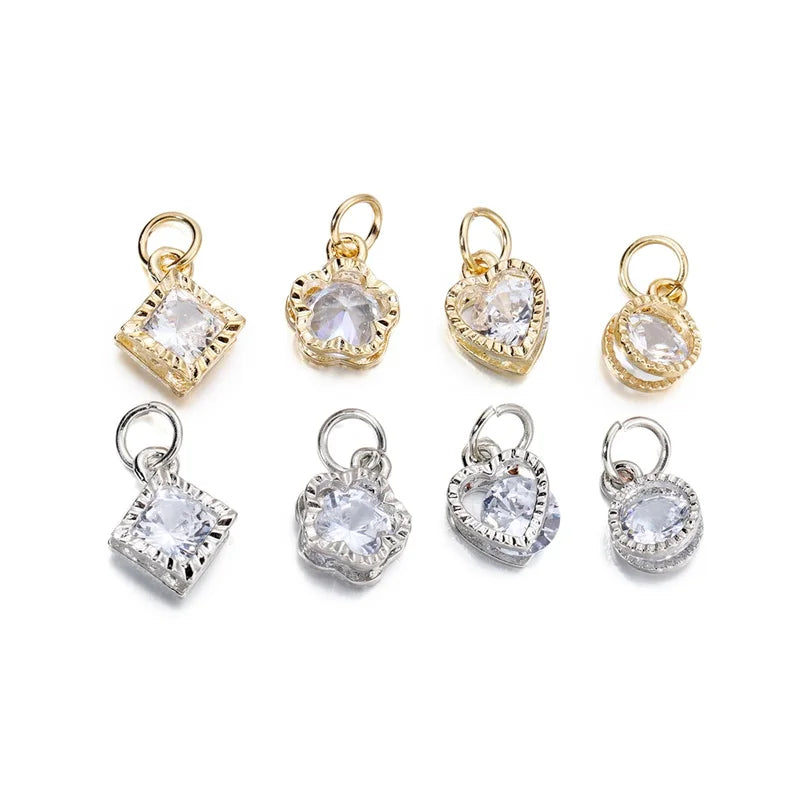 10Pcs Alloy Rhinestone Heart Charms for DIY Earrings & Necklace Making