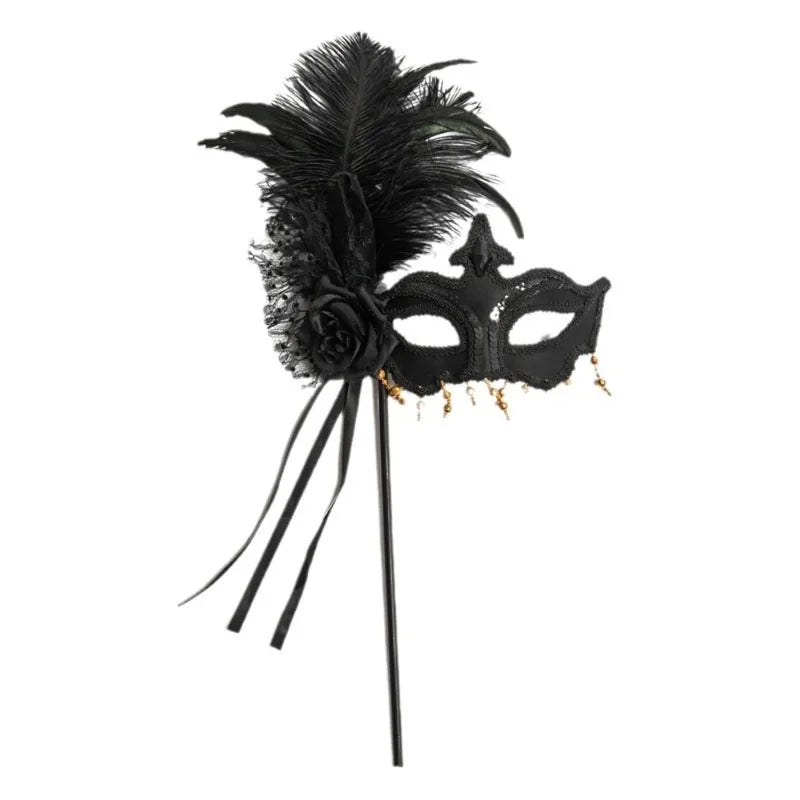 Venetian Princess Feather Mask for Masquerade Ball Costume - Women Party Accessory