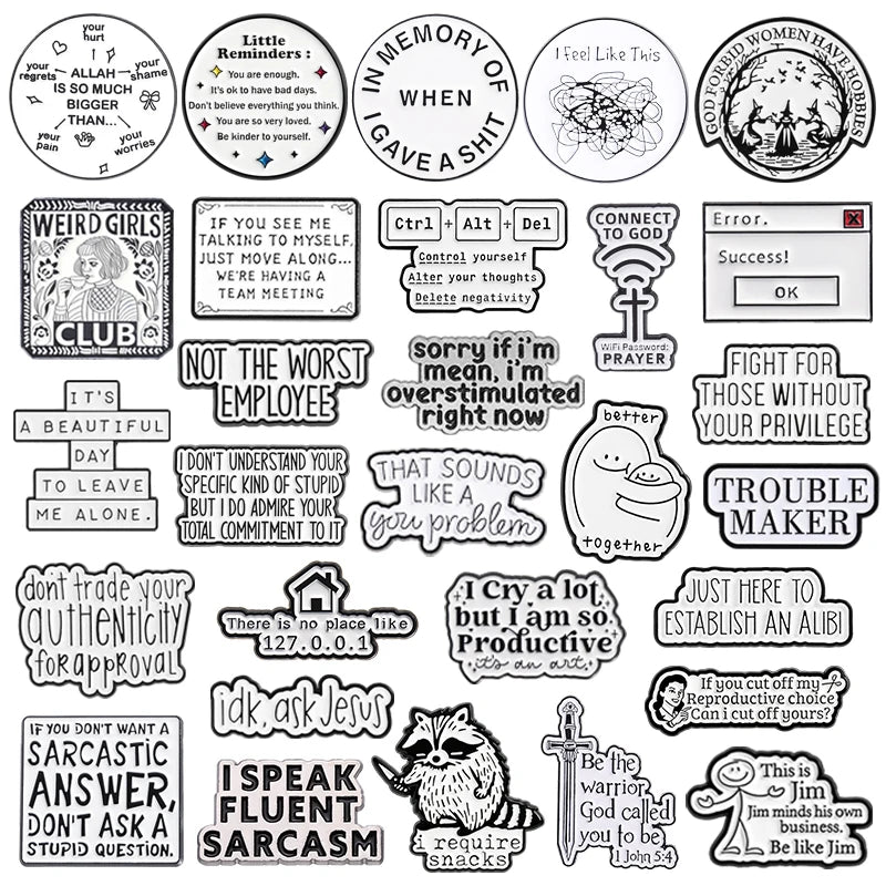 Funny Quotes Enamel Lapel Pins - Sarcasm Humor Brooches Gift for Employees