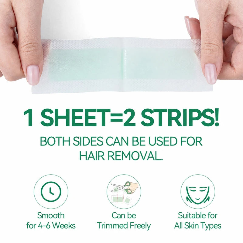 15Pcs Aloe Scent Disposable Hair Removal Wax Strips for Face & Body