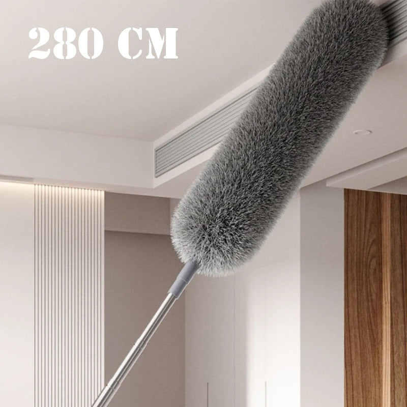Extendable Microfiber Feather Duster with Bendable Head & Long Handle for Ceiling and Car Cleaning