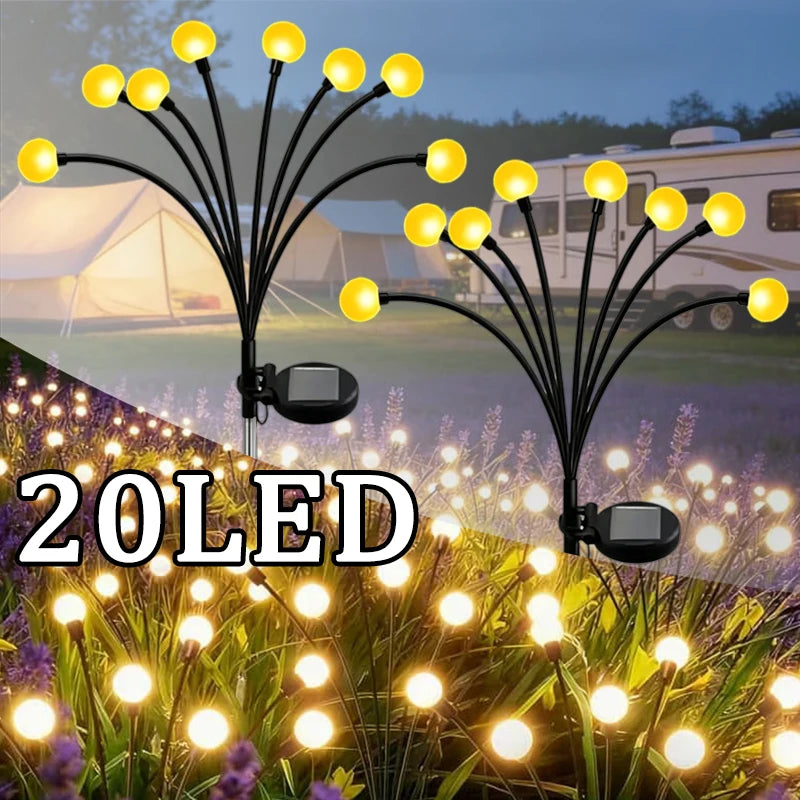 Outdoor Solar Firefly Sway Lights Garden Pathway Decor Stake Lawn Lamp
