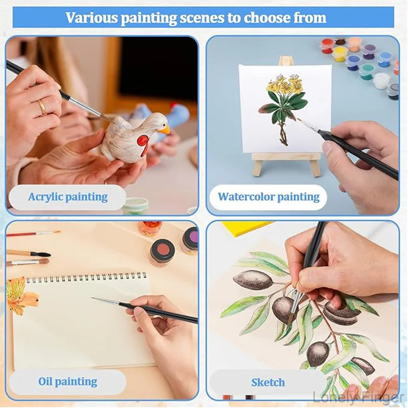 Miniature Painting Dry Brush Set - Watercolor, Acrylic & Oil Paints
