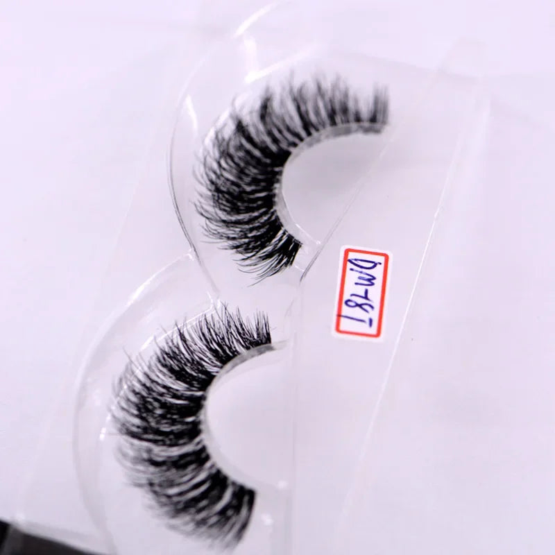 False Eyelashes with Clear Band Crisscross Design Handmade Dramatic Eye Lashes