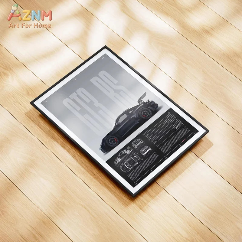 Minimalist Sports Car Wall Art Canvas Print - 911 GT3 RS & 718 GT4 RS Poster