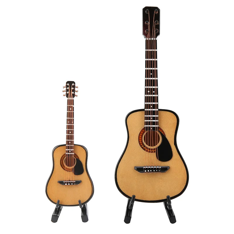 Miniature Wooden Guitar Model Decor - Craft Home Ornaments & Display