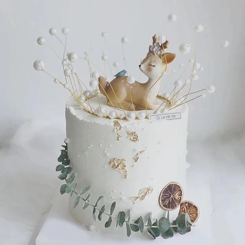 Decorative Cake Topper for Birthday Party Forest Theme Baby Deer Girl - Kids Cake Decoration