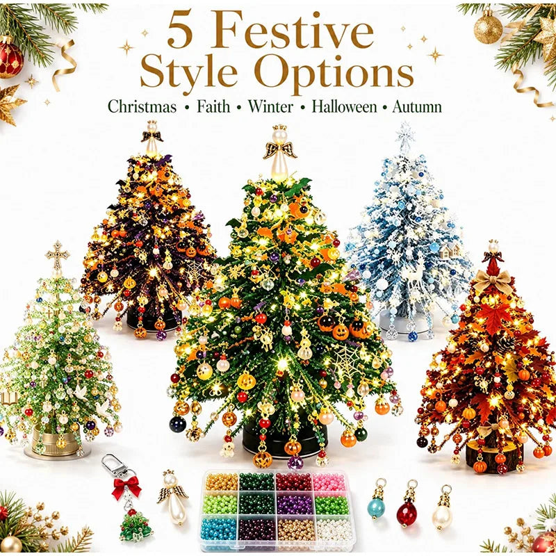 DIY Beaded Christmas Tree Kit - Handmade Holiday Decor & Craft Supplies
