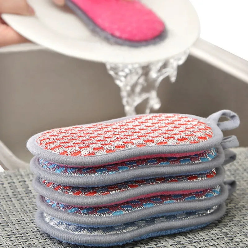 Multi-Purpose Double-Sided Dishwashing Sponge Set - Microfiber Scrubbing and Cleaning Sponges for Kitchen