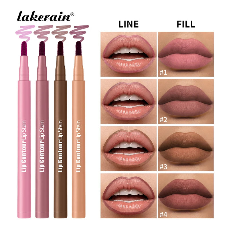 Long-Lasting Lip Contour Lip Stain & Lip Liner Pencil - Waterproof & Smudge-Proof, Dual-Sided Design, Multiple Colors