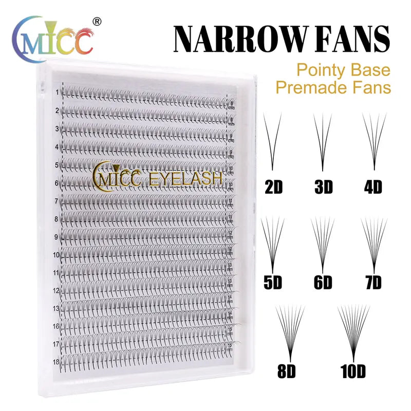 Premade Volume Lash Fans 8-15mm for Eyelash Extensions - 3D/6D/8D/10D Sharp Narrow Fans