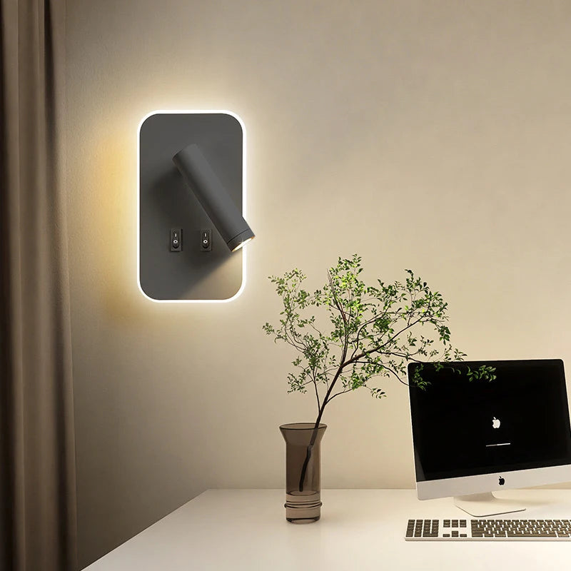 Nordic Modern LED Wall Lamp with Switch & USB for Bedroom Living Room