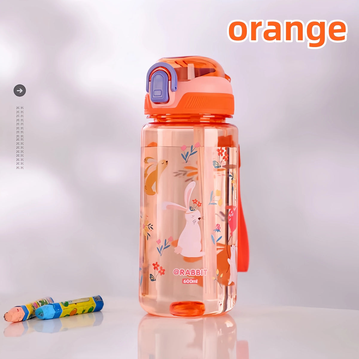 600ml Kids Water Bottle with Silicone Straw Leakproof Portable Sippy Cup for Summer