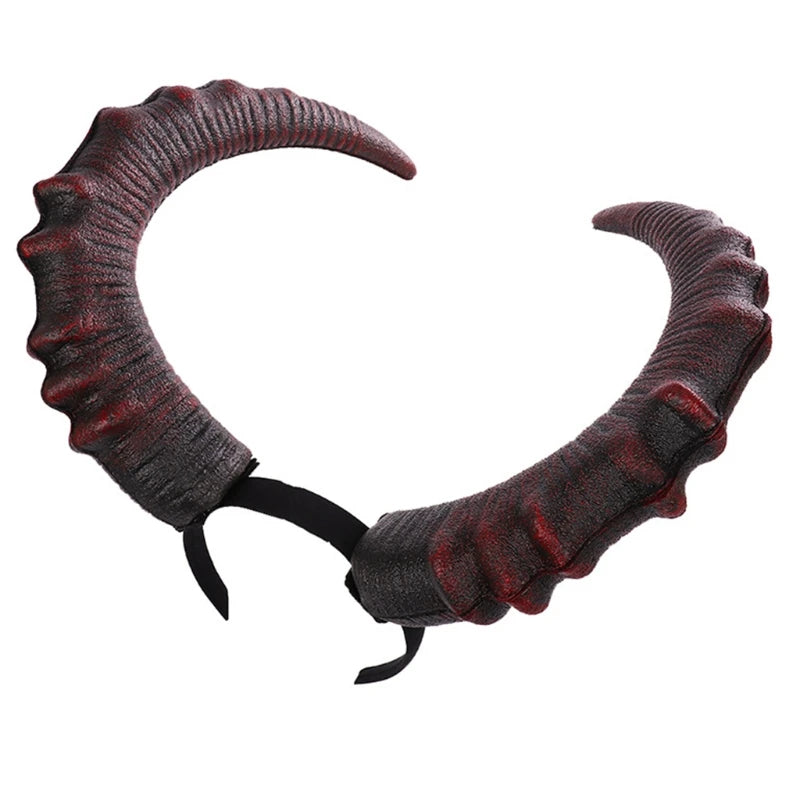 Gothic Devil Horn Headband Halloween Cosplay Hair Accessory - Black & Red