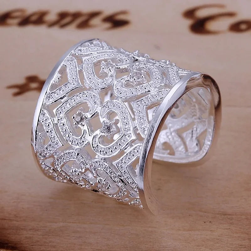 925 Sterling Silver Wedding Ring for Women - Crystal Noble Charm Jewelry