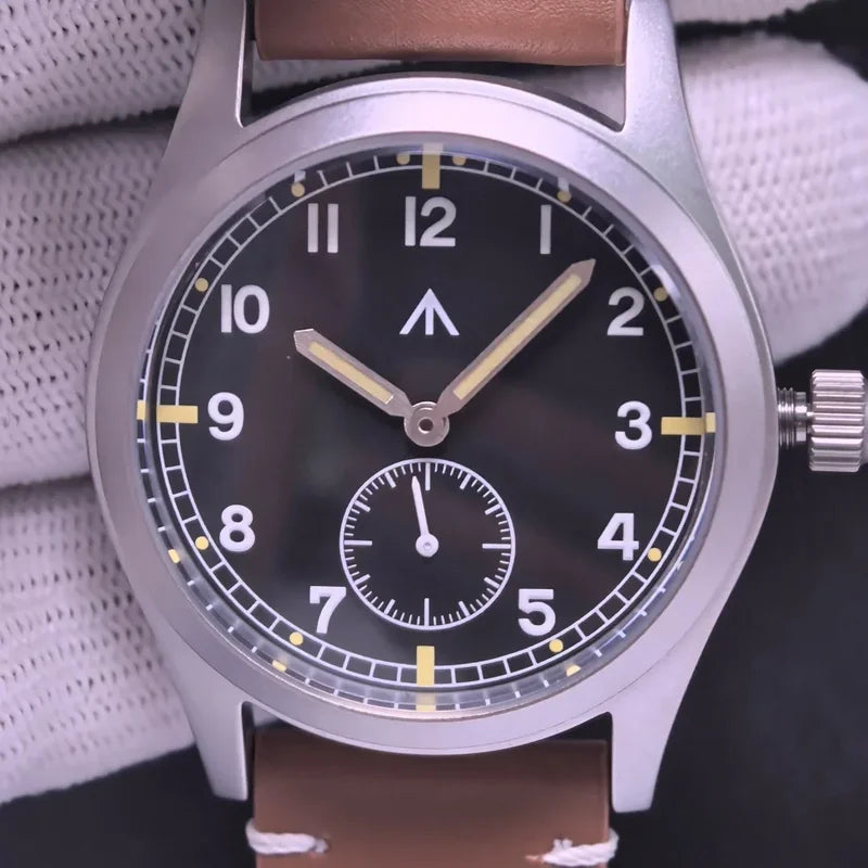 Men's Quartz Watch 37mm Waterproof Luminous Military Style with Sapphire Glass