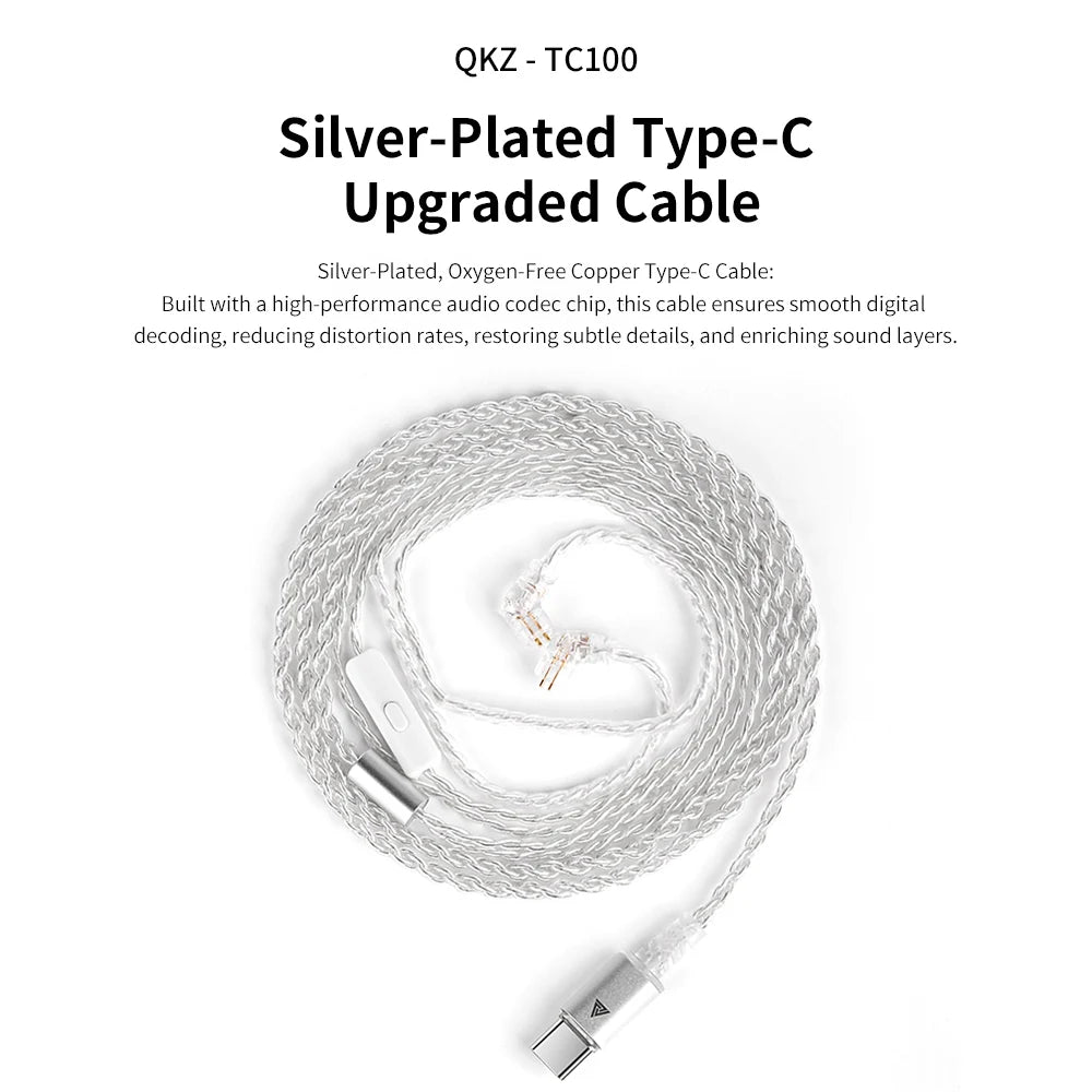 Type-C Earphone Cable Replacement for KZ, CCA, TRN, and Similar Earphones