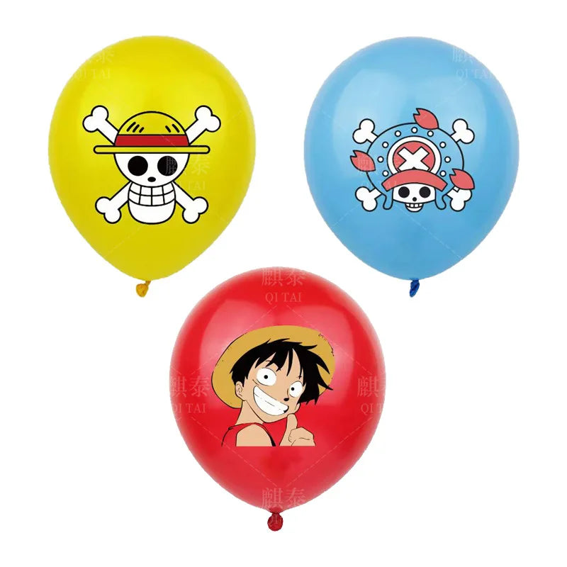 18Pcs Anime Themed Latex Balloons for Birthday Party Decorations - Luffy Character 12 Inch