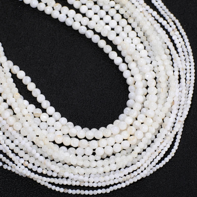 Natural White Freshwater Shell Pearl Beads for Jewelry Making - Round Spacer Beads