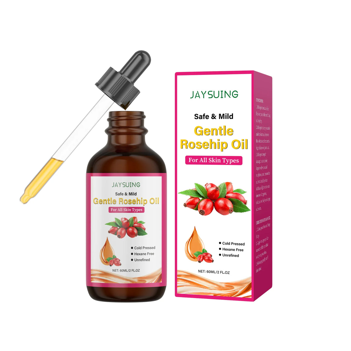 Rosehip Facial Oil - Moisturizing Anti-Aging Skin Care Serum for Hydration & Softness
