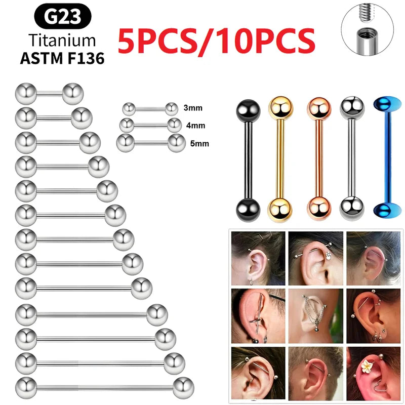 Titanium Body Jewelry Set with Multiple Piercing Styles - Helix, Tragus, Cartilage, Rook, Tongue