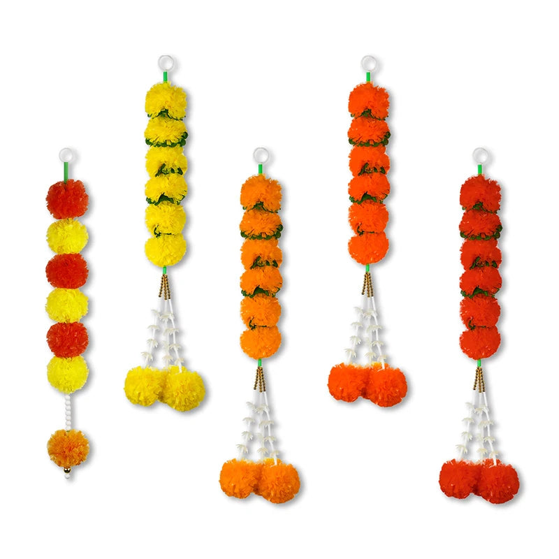 Marigold Flower Halloween Garland Artificial Floral Decoration for Festivals