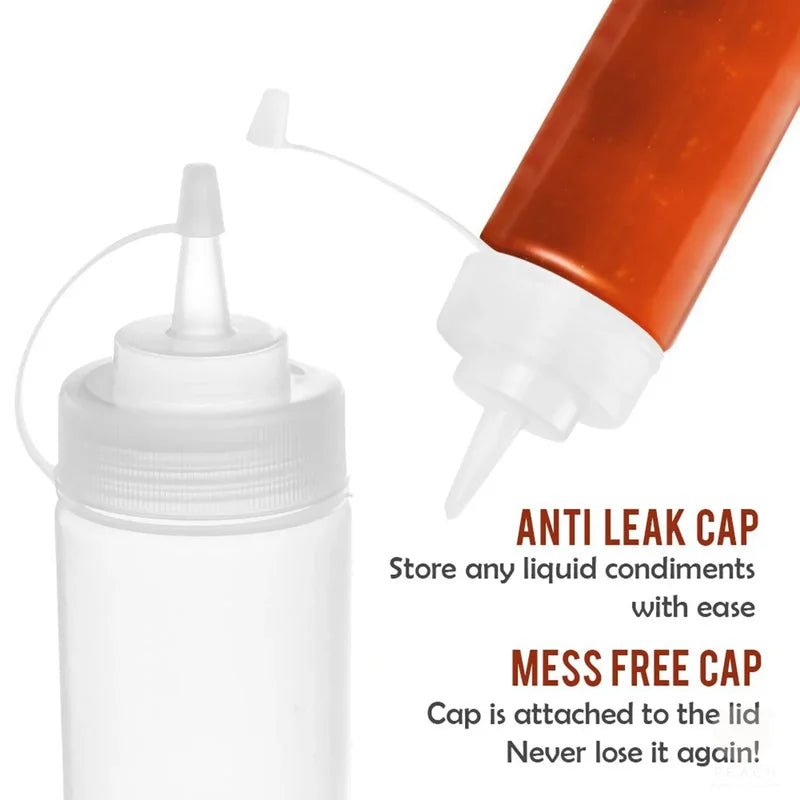 6-Pack 240ml Leak-Proof Condiment Bottles for Ketchup Mustard Oil