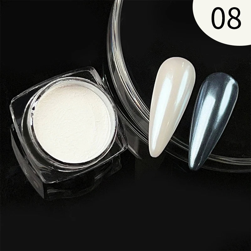 Nail Art Glitter Powder Set - Metallic Rose Gold Silver UV Gel Decoration Dust